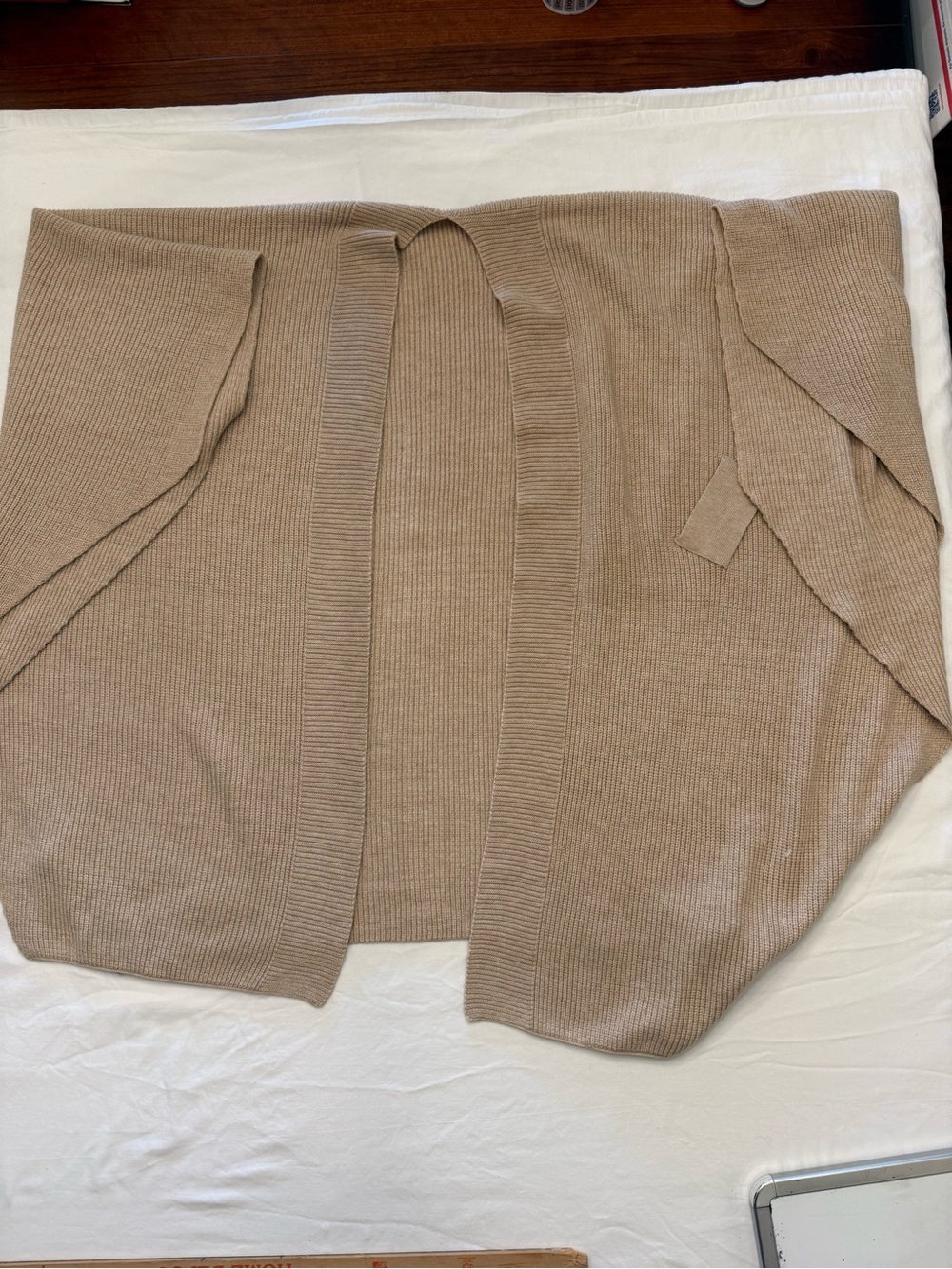 Neutral Tan Ribbed Women’s Skirt with Tie Detail